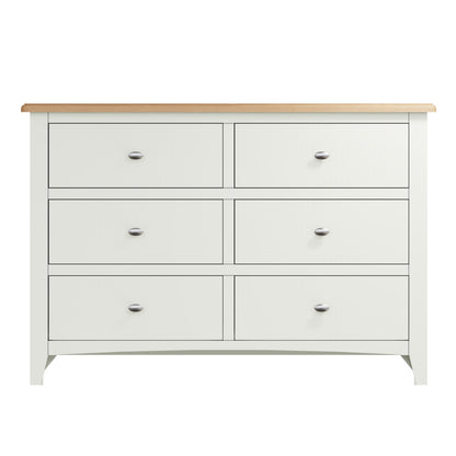 Modena Oak & White  Chest of Drawers - 6 Drawer