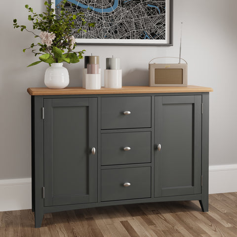 Modena Grey Painted Sideboard - 2 Door 3 Drawer