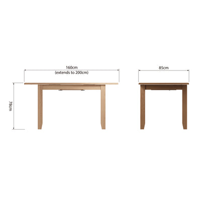 Modena Oak Dining Table - 1.6m Extending