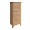 Modena Oak Chest of Drawers - 5 Drawer Narrow