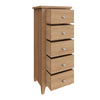 Modena Oak Chest of Drawers - 5 Drawer Narrow