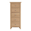 Modena Oak Chest of Drawers - 5 Drawer Narrow