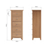 Modena Oak Chest of Drawers - 5 Drawer Narrow