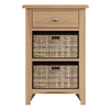 Modena Oak Side Table - 1 Drawer 2 Baskets