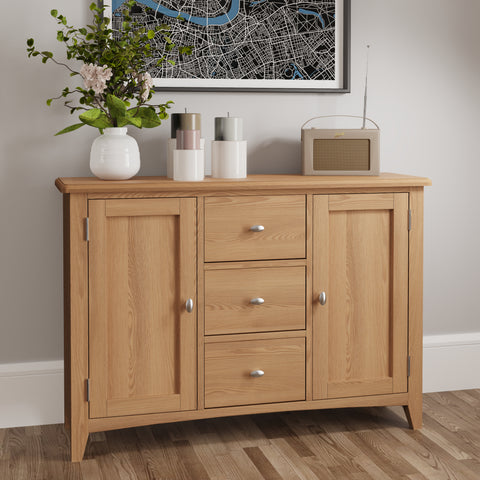 Modena Oak Sideboard - 2 Door 3 Drawer