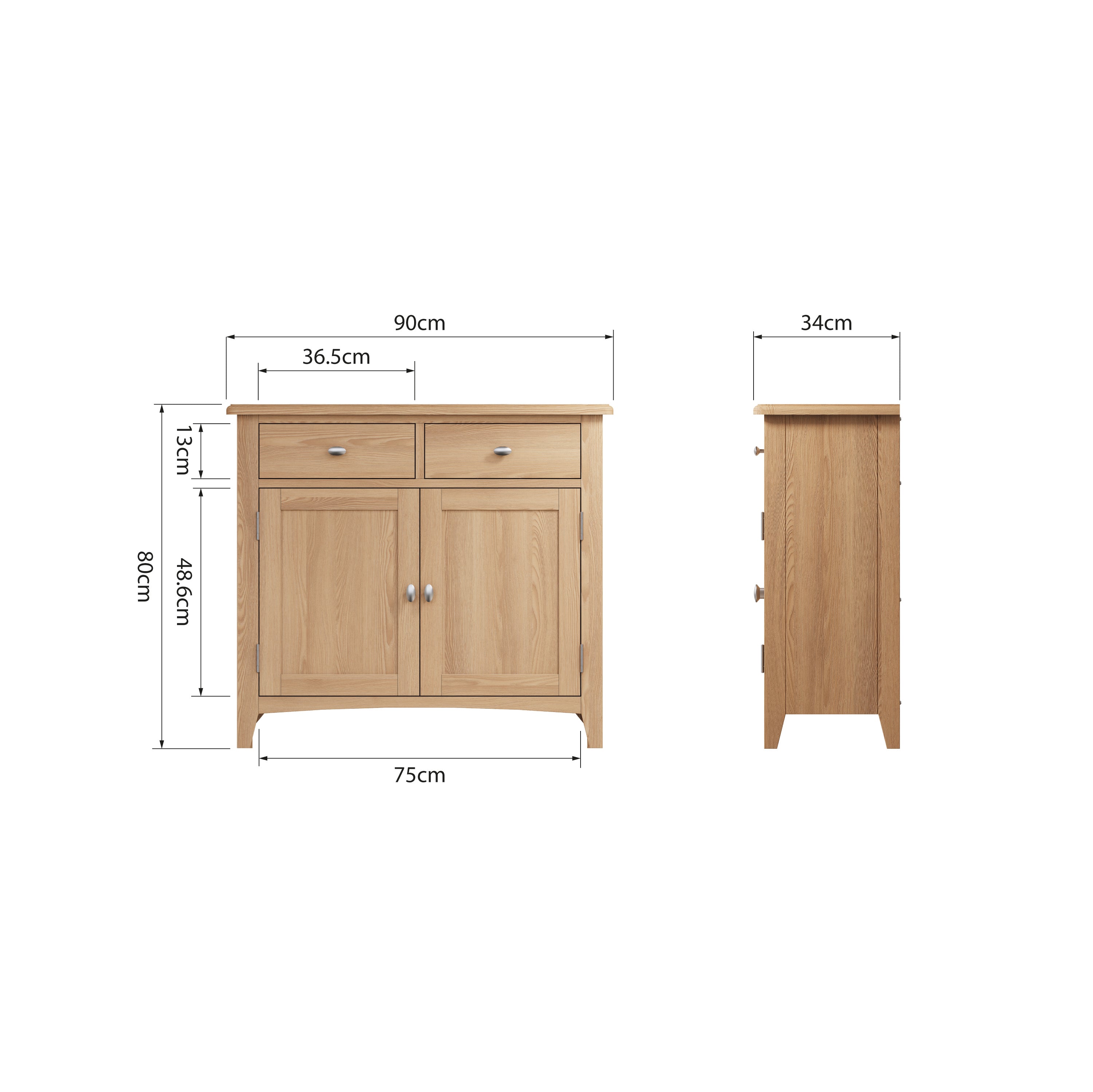 Modena Oak Sideboard - 2 Door 2 Drawer