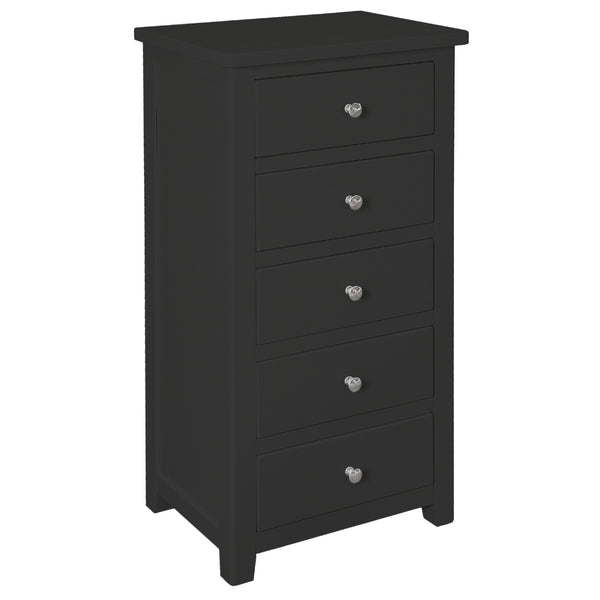 Henley Charcoal Painted Chest of Drawers - 5 Drawer Narrow