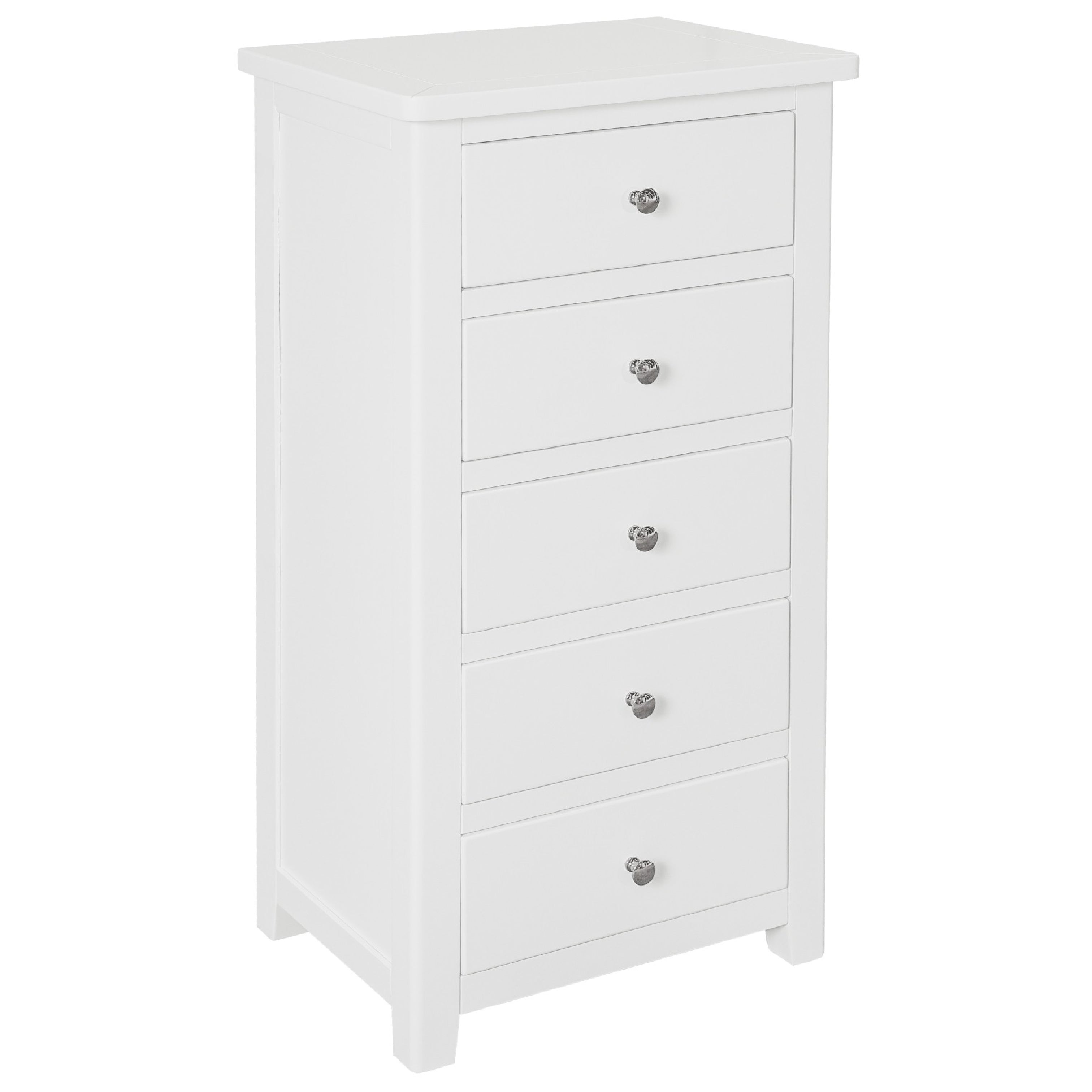 Henley White Painted Chest of Drawers - 5 Drawer Narrow