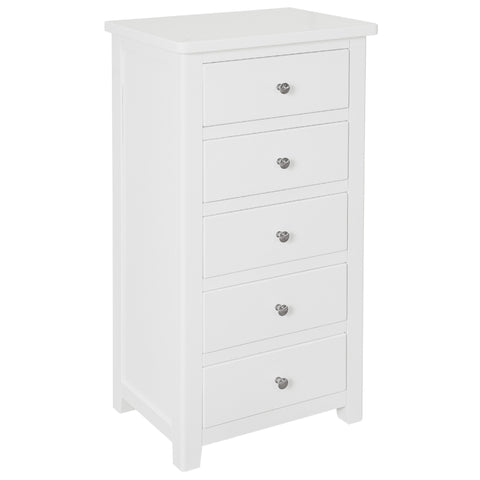 Henley White Painted Chest of Drawers - 5 Drawer Narrow