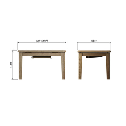 Norfolk Oak Dining Table - 1.3m Extending