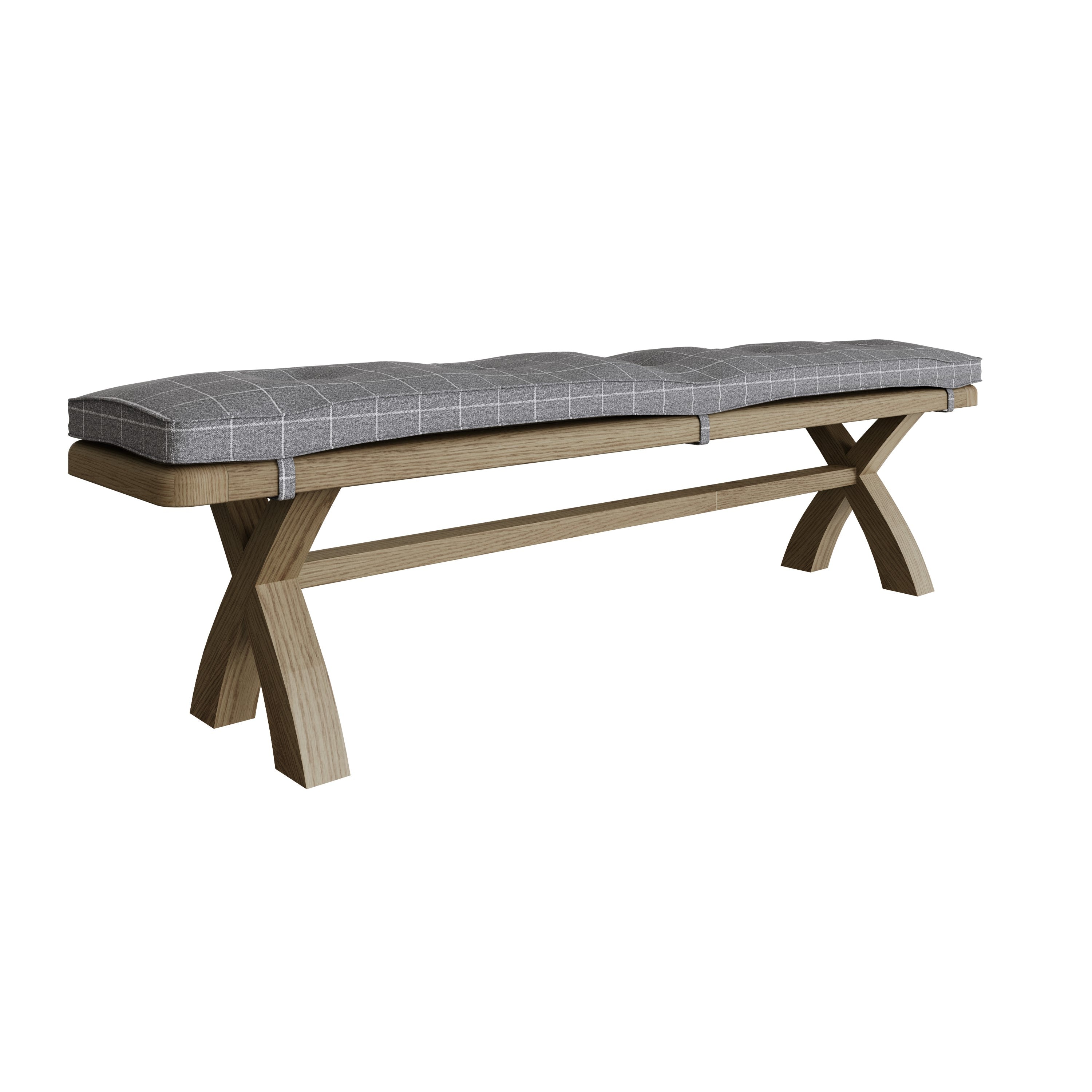 Norfolk Oak Dining Bench Cushion - Grey Check