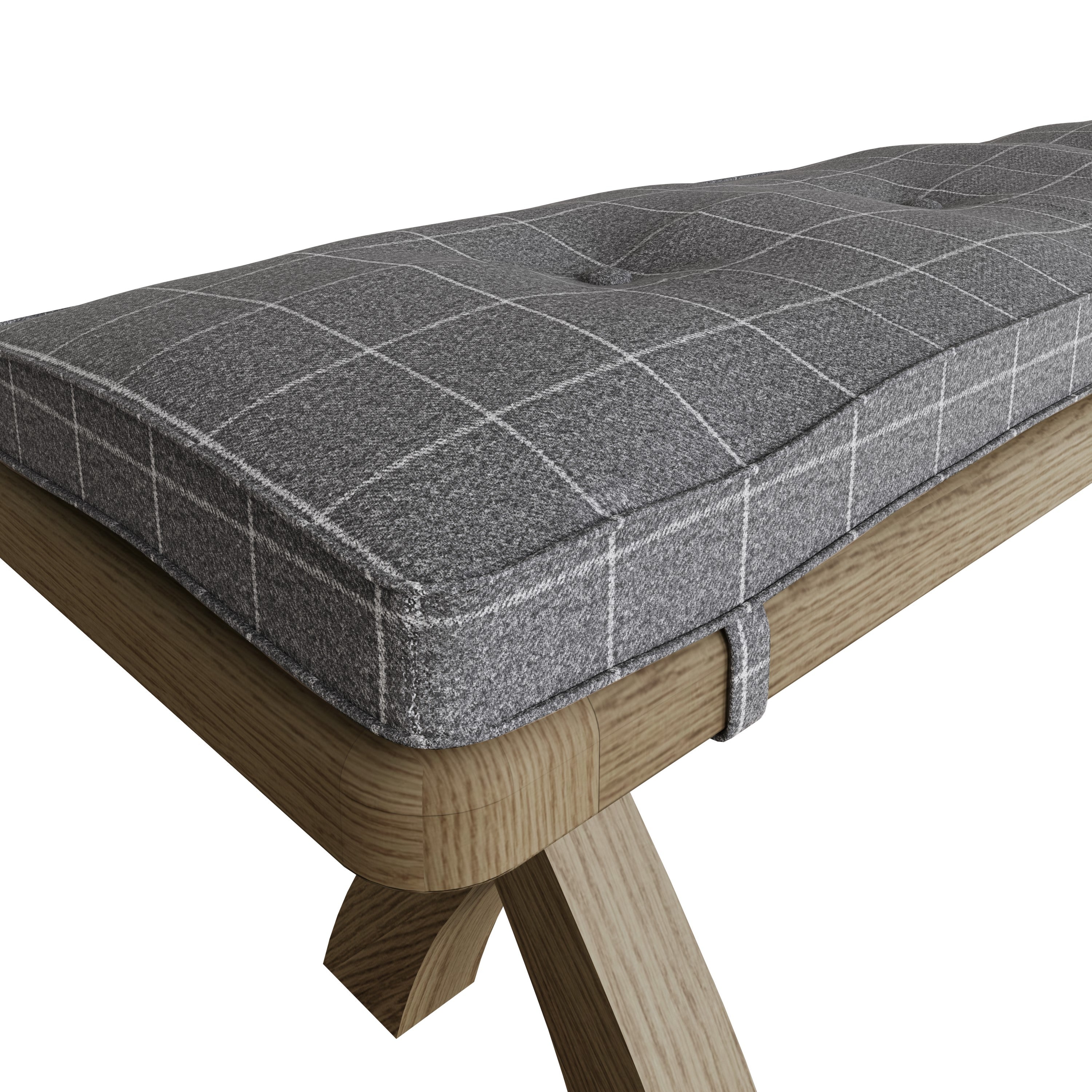 Norfolk Oak Dining Bench Cushion - Grey Check