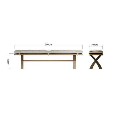 Norfolk Oak - Dining Bench Cushion - Natural Check