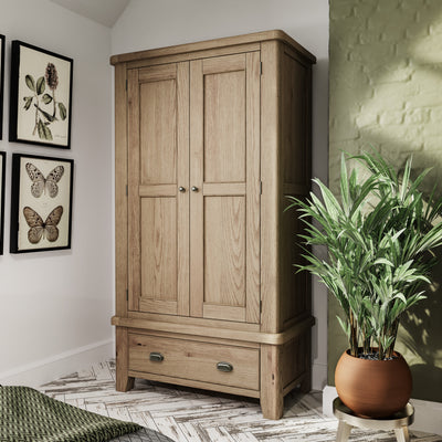 Norfolk Oak Wardrobe - 2 Door with Drawer