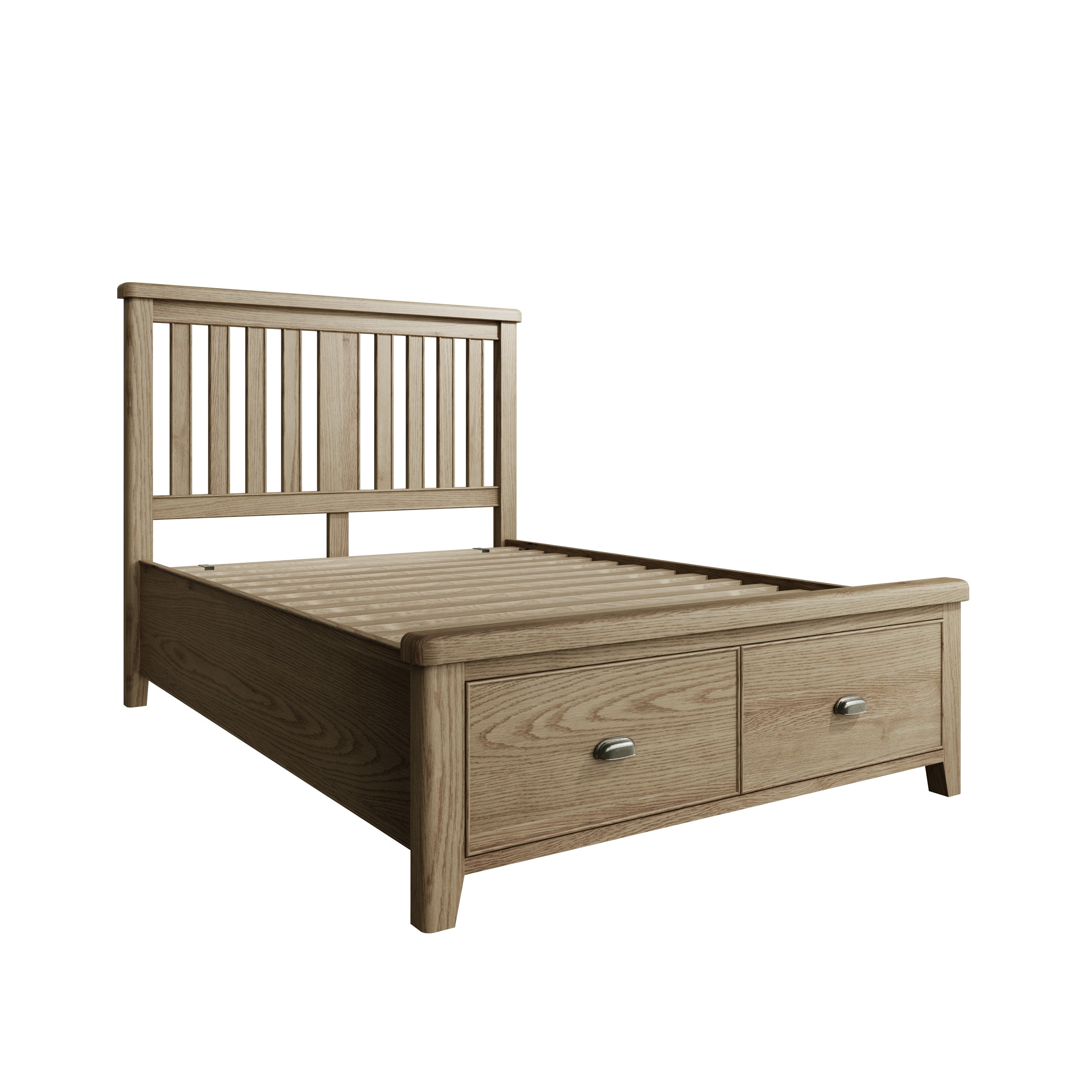 Norfolk Oak Bedframe - Wooden Headboard & Drawer Footboard