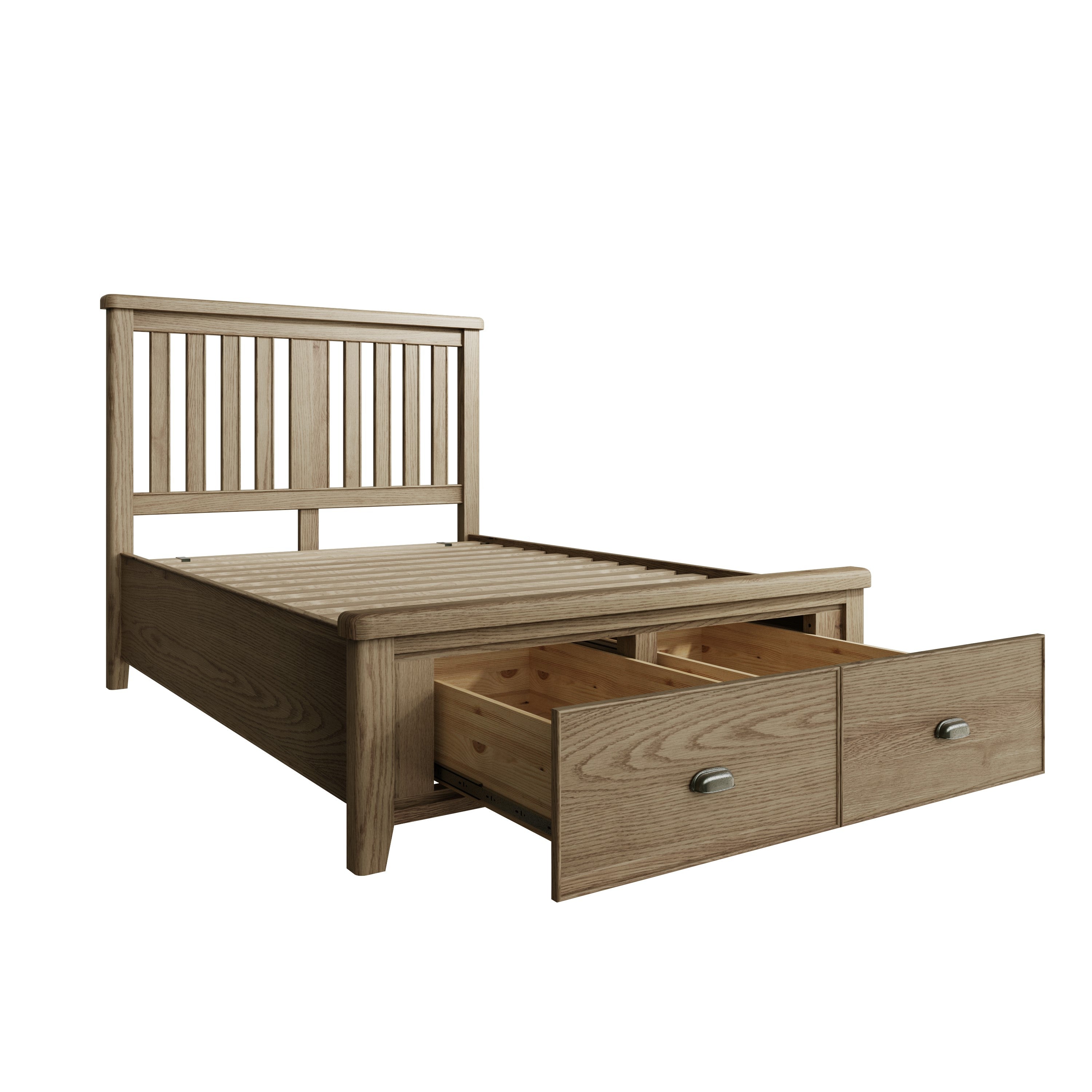 Norfolk Oak Bedframe - Wooden Headboard & Drawer Footboard