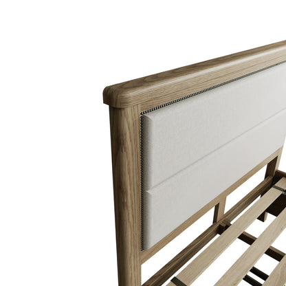 Norfolk Oak Bedframe - Fabric Headboard & Drawer Footboard