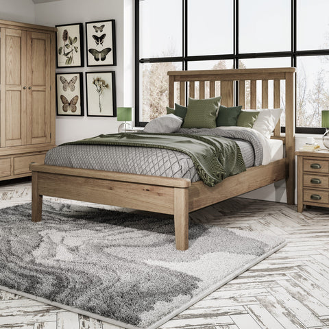Norfolk Oak Bedframe - Wooden Headboard & Low Footboard