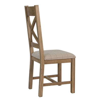 Norfolk Oak Dining Chair - Cross Back with Natural Check Seat