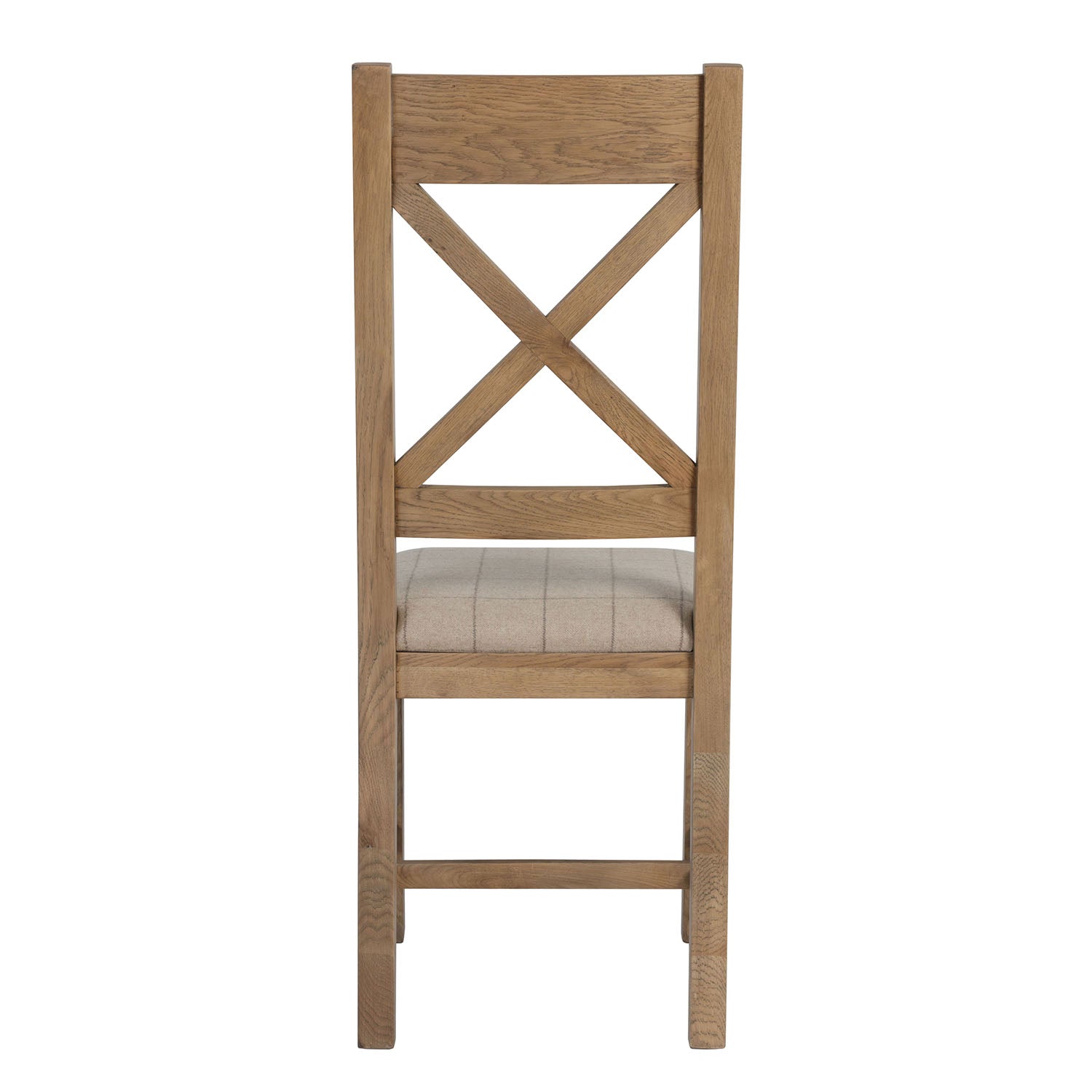 Norfolk Oak Dining Chair - Cross Back with Natural Check Seat