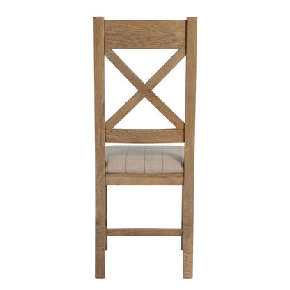 Norfolk Oak Dining Chair - Cross Back with Natural Check Seat