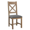 Norfolk Oak Dining Chair - Cross Back with Grey Check Seat