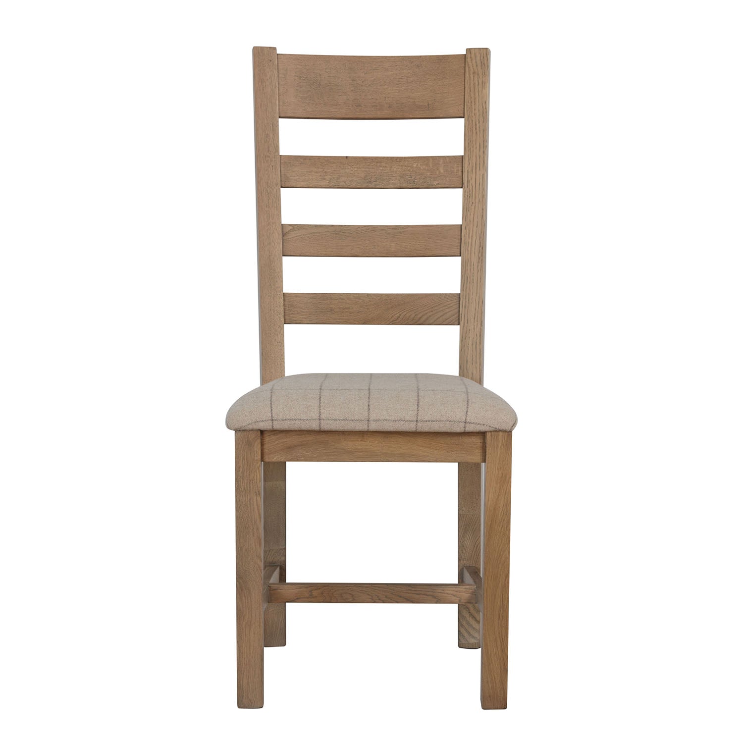 Norfolk Oak Dining Chair - Ladder Back Natural Check Seat