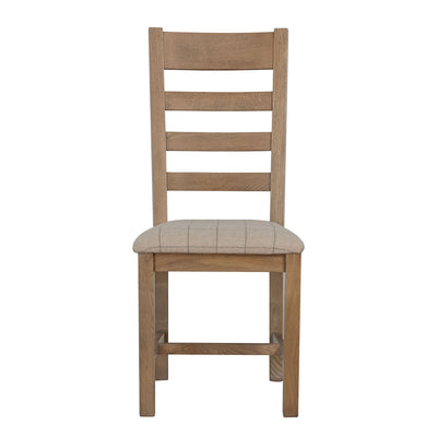 Norfolk Oak Dining Chair - Ladder Back Natural Check Seat
