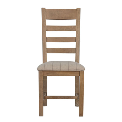 Norfolk Oak Dining Chair - Ladder Back Natural Check Seat