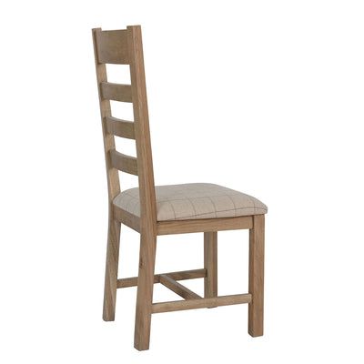 Norfolk Oak Dining Chair - Ladder Back Natural Check Seat