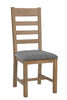 Norfolk Oak Dining Chair - Ladder Back Grey Check Seat