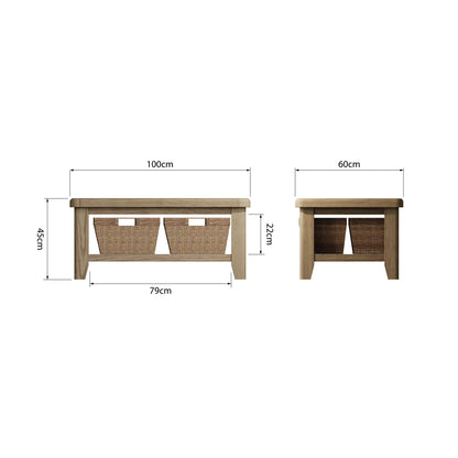 Norfolk Oak Coffee Table - Shelf