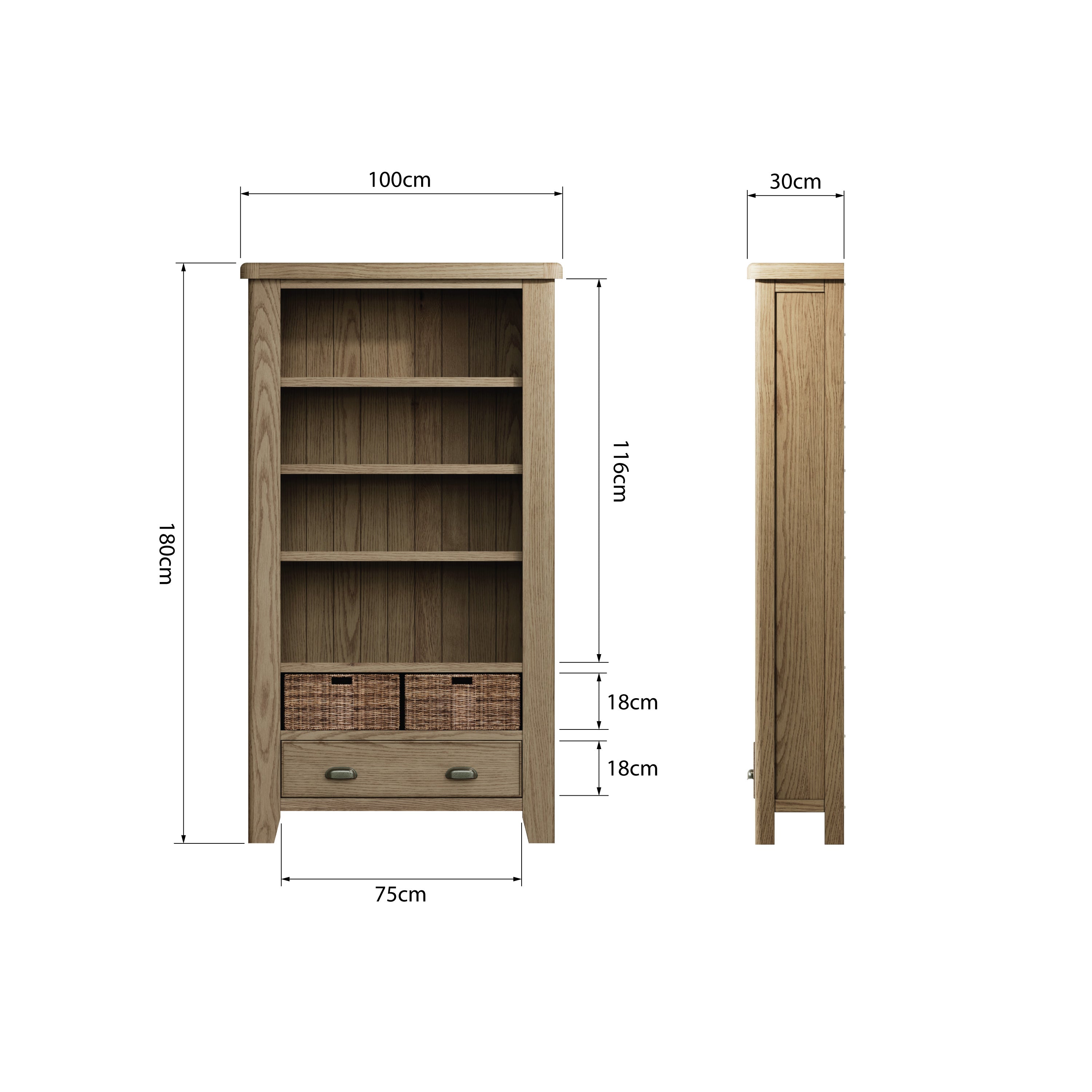 Norfolk Oak Bookcase - Large