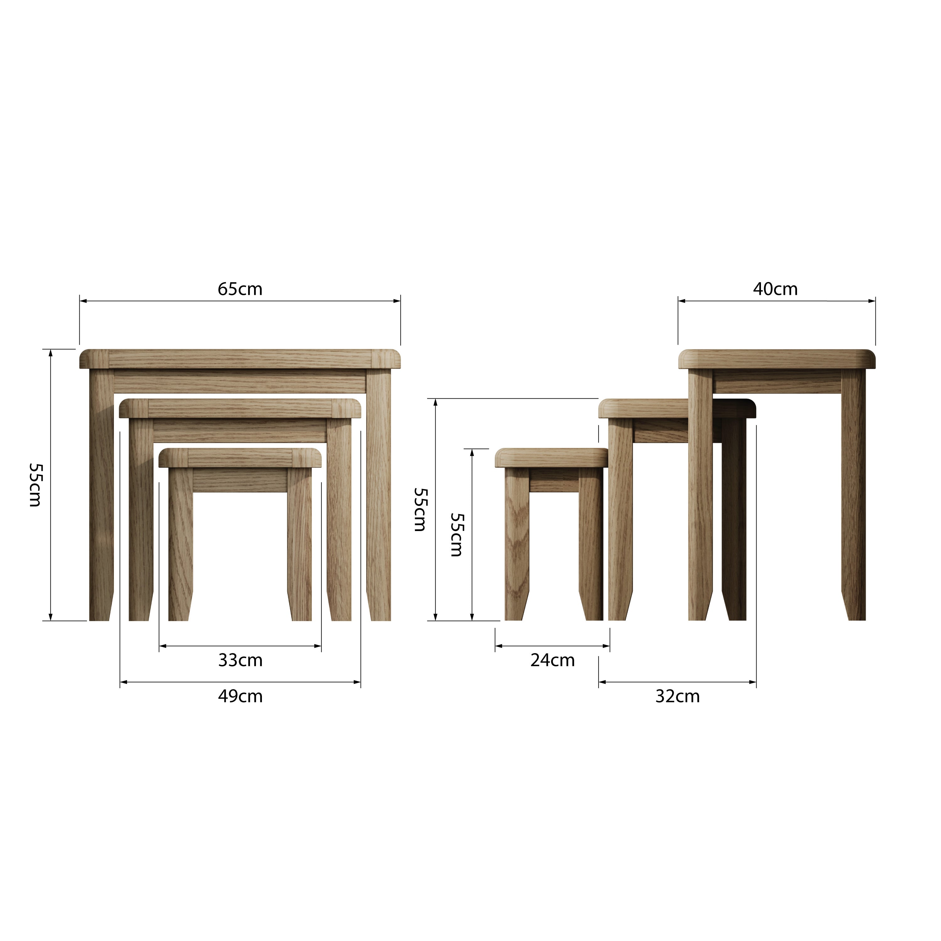 Norfolk Oak Nest of Tables - Rectangle
