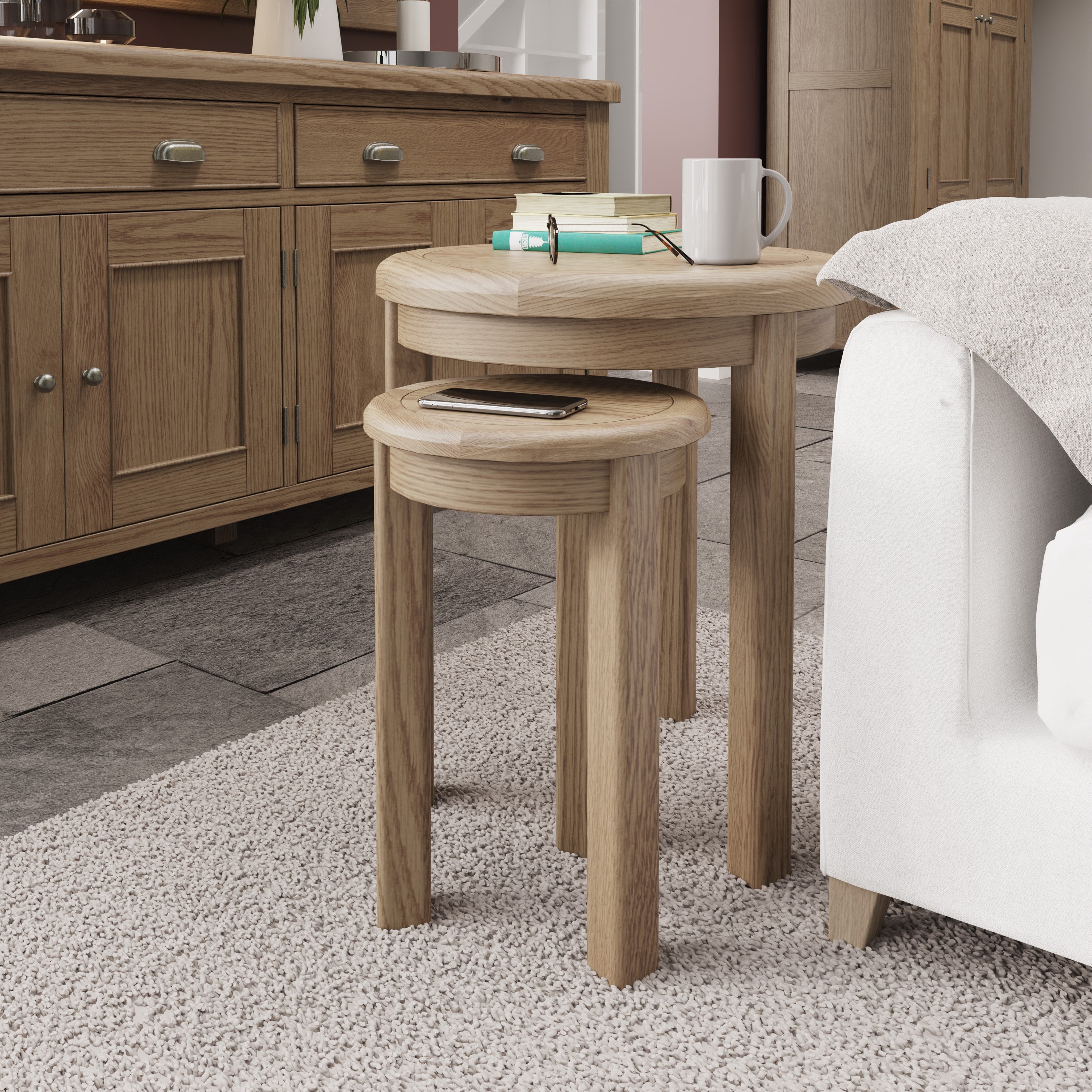 Norfolk Oak Nest of Tables - Round