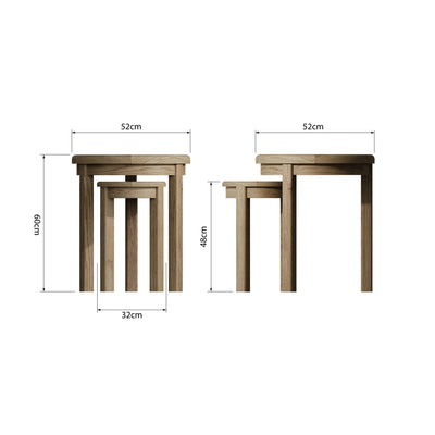 Norfolk Oak Nest of Tables - Round