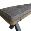 Norfolk Oak & Blue Painted Dining Bench Cushion - Grey Check