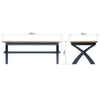 Norfolk Oak & Blue Painted Dining Table - 2.0m Cross Legged Fixed Table