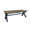 Norfolk Oak & Blue Painted Dining Table - 2.5m Cross Legged Extending Dining Table