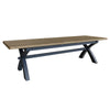 Norfolk Oak & Blue Painted Dining Table - 2.5m Cross Legged Extending Dining Table