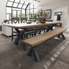 Norfolk Oak & Blue Painted Dining Table - 2.5m Cross Legged Extending Dining Table