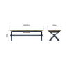 Norfolk Oak & Blue Painted Dining Table - 2.5m Cross Legged Dining Table