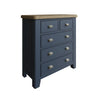 Norfolk Oak & Blue Painted Chest of Drawers - 2 Over 3
