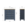 Norfolk Oak & Blue Painted Chest of Drawers - 2 Over 3