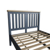 Norfolk Oak & Blue Painted Bedframe - Wooden Headboard & Low Footboard