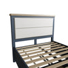 Norfolk Oak & Blue Painted Bedframe - Fabric Headboard & Drawer Footboard
