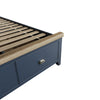 Norfolk Oak & Blue Painted Bedframe - Fabric Headboard & Drawer Footboard