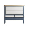Norfolk Oak & Blue Painted Bedframe - Fabric Headboard & Low Footboard