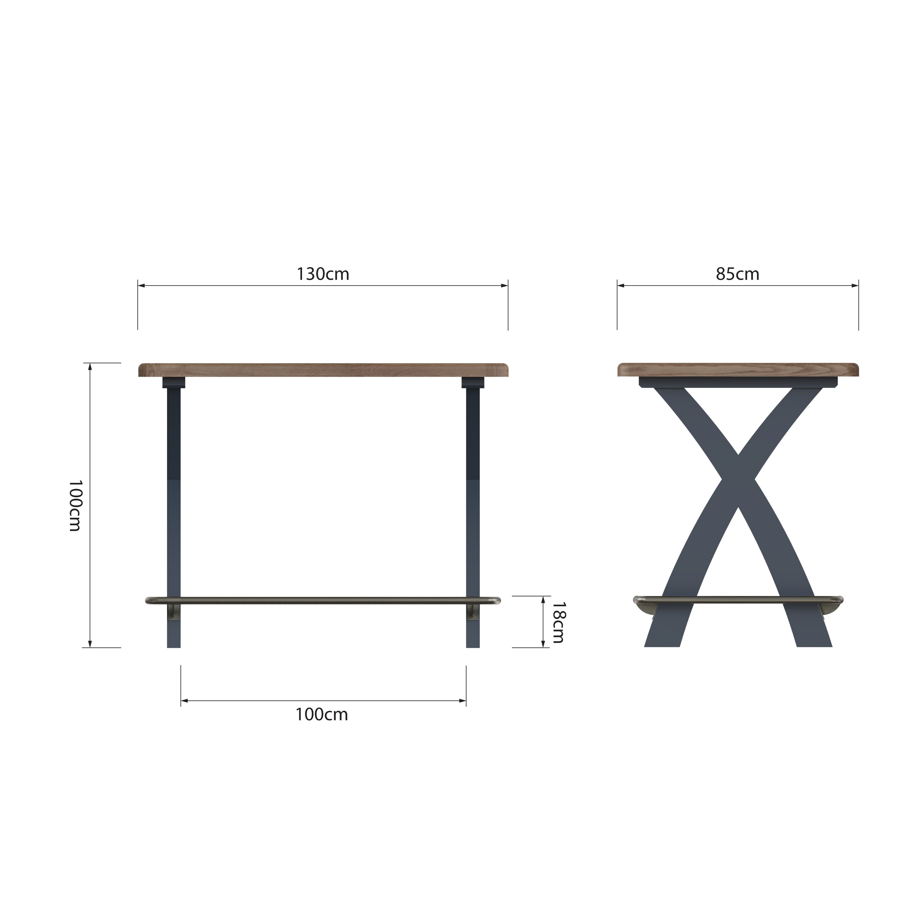 Norfolk Oak & Blue Painted Bar Table