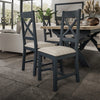 Norfolk Oak & Blue Painted Dining Chair - Cross Back with Grey Check Seat